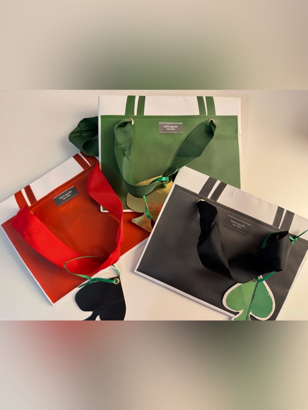 Kate Spade x Target Mini Party Favor Gift Bags NWT Set of 3 Green Black Red